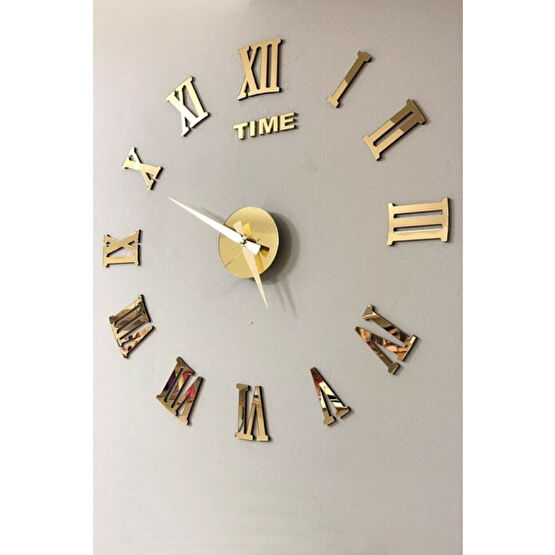 Wooden Factory Time Collection 3d Roma Rakamlı Duvar Saati (ALTIN) Duvar Saati Fiyatı