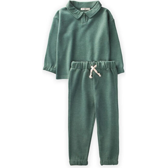Yakalı Selanik Sweatshirt Takım 2-10 Yaş Haki Yeşil Bebek Giysi Takım Fiyatı