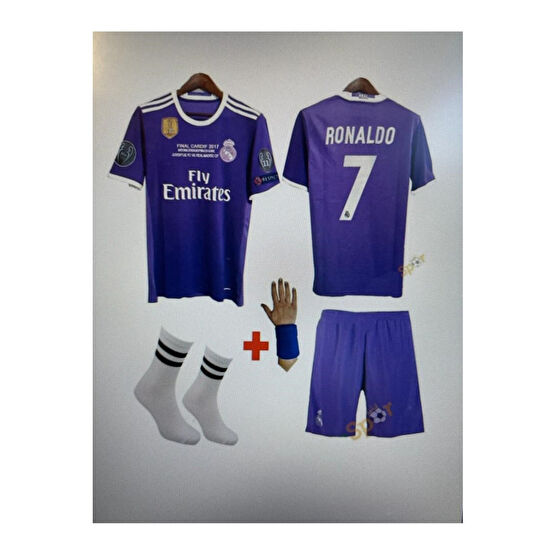yenteks 2017 Real Madrid Cardif Ronaldo Mor 4 Lü Set Çocuk Forması Şampiyonlar Ligi 8-9 Yaş Beden