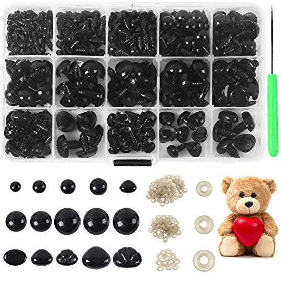 Yexixsr 566PCS Safety Eyes and Noses for Amigurumi, Stuffed Crochet Eyes with Washers, Craft Doll Eyes and Nose for Teddy Bear, Crochet Toy, Stuffed Doll and Plush Animal (Various Sizes) Bebek Oyuncakları Fiyatı