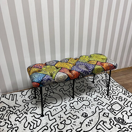 Yirmi15 Bench Metal Ayaklı Bench Babyface Rainbow Bench Puf Özel Baskılı Bench & Puf - 001 Puf Fiyatı
