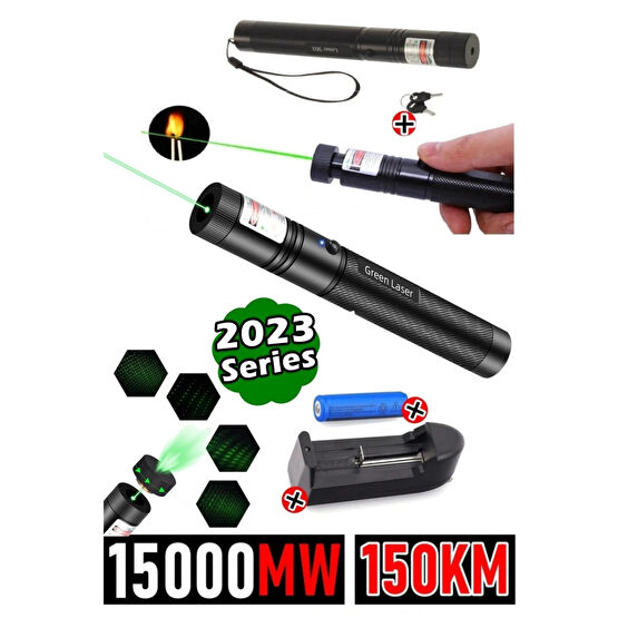 yopigo Yeni Model - Turbo X Yeşil Şarjlı Lazer Pointer Metal Kasa Green Laser Ultra Güçlü 2023 Series El Feneri Fiyatı