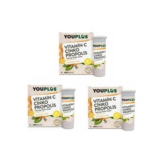 Youplus Vitamin C Çinko Propolis 20 Efervesan 3 Kutu Sağlık / Diyet Fiyatı