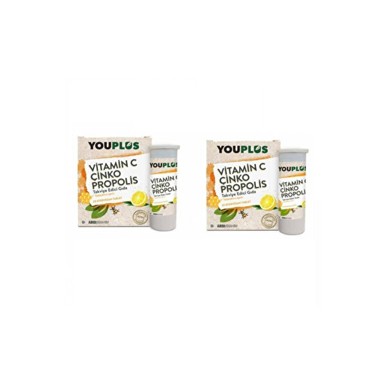Youplus Vitamin C Çinko Propolis 20 Efervesan Tablet - Takviye Edici Gıda (2 ADET) Sağlık / Diyet Fiyatı