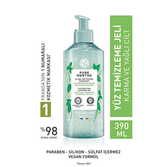 Yves Rocher Karma Ve Yağlı Ciltler Için Pure Menthe Prebiyotik Yüz Yıkama Jeli-390 ml