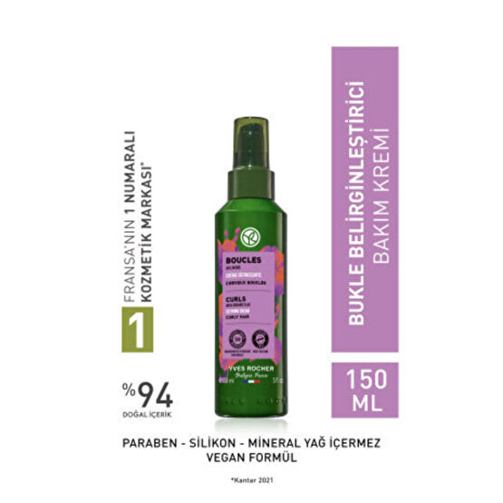 Yves Rocher Kıvırcık ve Dalgalı Saçlar İçin (Boucle) Bukle Belirginleştirici Bakım Kremi - Vegan-150 ml Saç Şekillendirici Sprey Fiyatı