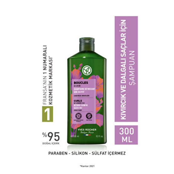 Yves Rocher Kıvırcık ve Dalgalı Saçlar İçin (Boucle) Bukle Belirginleştirici Şampuan - Sülfatsız & Vegan-300 ml