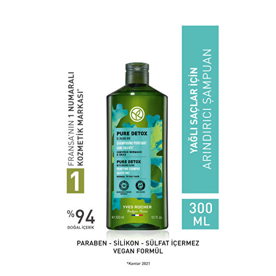 Yves Rocher Yağlı Saçlar İçin (Pure Detox) Arındırıcı Şampuan - Sülfatsız & Vegan-300 ml