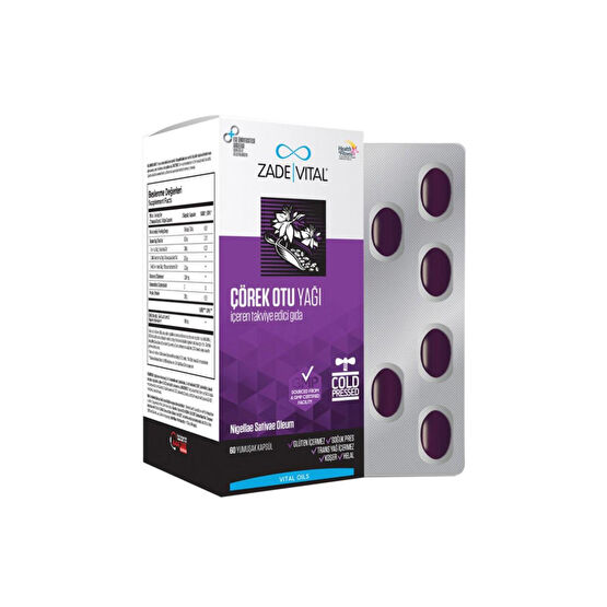 Zade Vital Çörek Otu Yağı Yumuşak Blister Kapsül 900mg 60lı