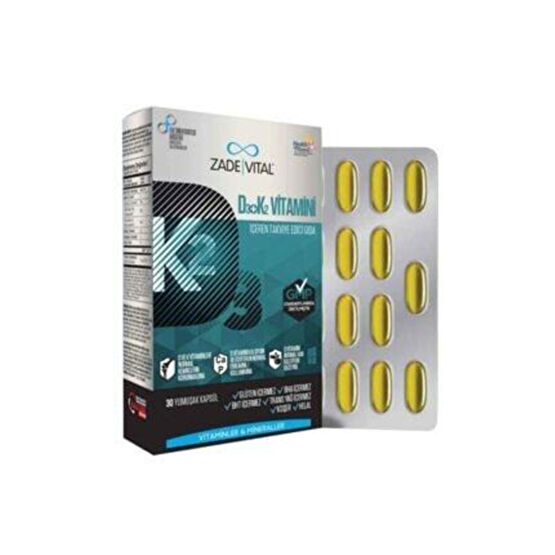Zade Vital D3+K2 (MK7) Vitamini 30 Yumuşak Kapsül - Blister Sağlık / Diyet Fiyatı