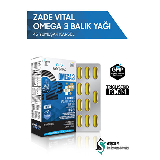 Zade Vital Premium Omega 3 Balık Yağı Genel Destek 45 Kapsül