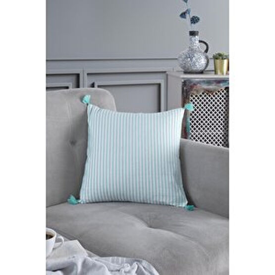 Zeynep Tekstil Pompoms Dekoratif Kırlent Kılıfı Yastık Kılıfı Tekli %100 Pamuklu 44x44 Cm  Mint Mint Kırlent / Mobilya Yastığı Fiyatı