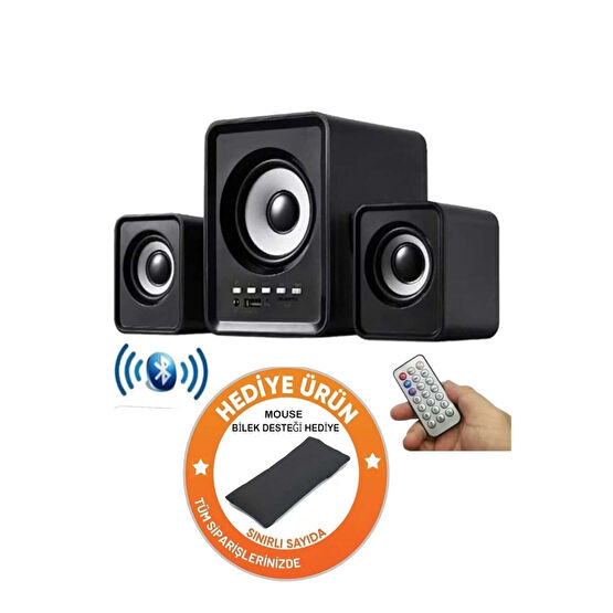 Zineets Bluetooth Hoparlör 3.5mm Jack Kablolu Bilgisayar Hoparlörü Müzik 2 1 Ses Sistemi Radyolu Usb Speaker Bilgisayar Speaker Fiyatı