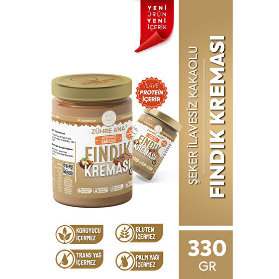 Zühre Ana Şeker Ilavesiz Proteinli Kakaolu Fındık Kreması 330 gr Sürülebilir Fiyatı