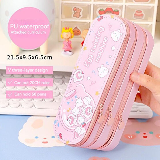 ZX Üç Katmanlı Büyük Kapasiteli Kalem Torbası Bölmeli Kalem Çantası (Yurt Dışından) - Renkli - kalemlik - 21.5*9.5*6.5cm Kalemlik (Kalem Kutusu) Fiyatı